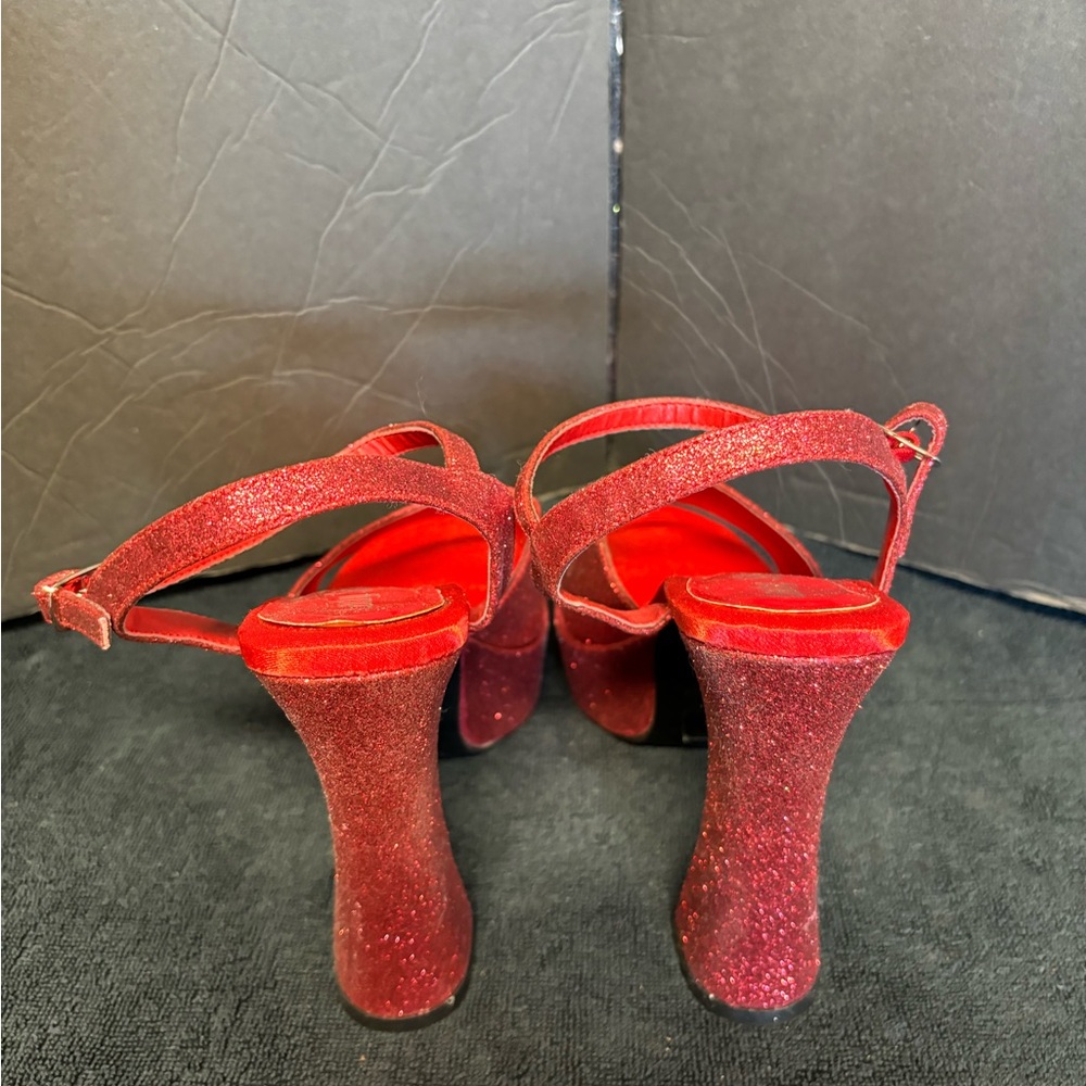 Lady Studio Red Glitter Platform Sandals Heels Size 10 Perfect for Holidays - Picture 3 of 6